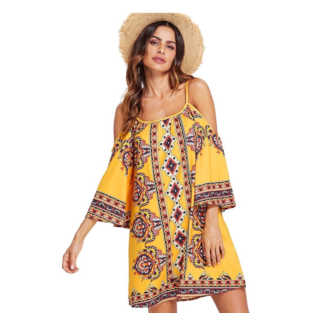 Tribal Print Kimono Tunic Dress